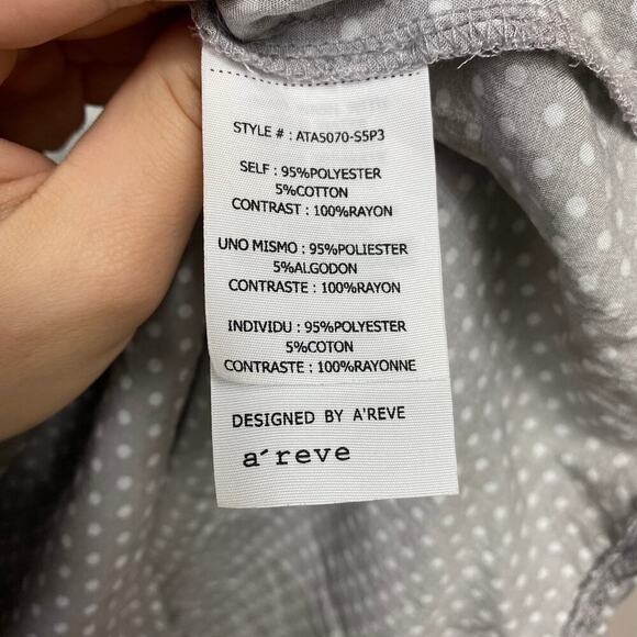 A'REVE Sweater Mixed Media Open Knit Polka Dot Gray Monochromatic Size M - Picture 5 of 7